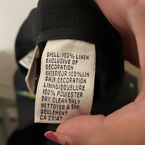 Talbots Black Irish Linen Pants with Lemon Design Size 16 - Picture 5 of 8